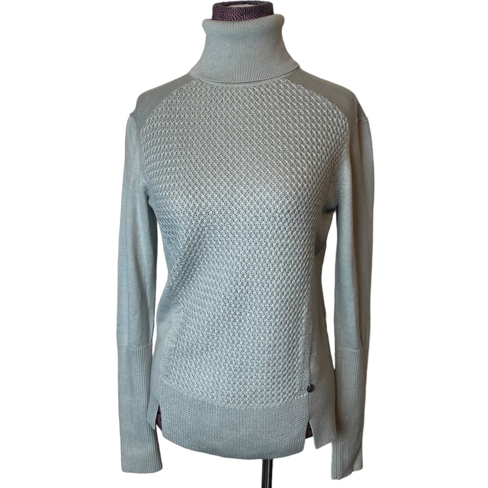 Karen Millen Sz 4 Baby Blue Wool Blend Turtleneck Sweater